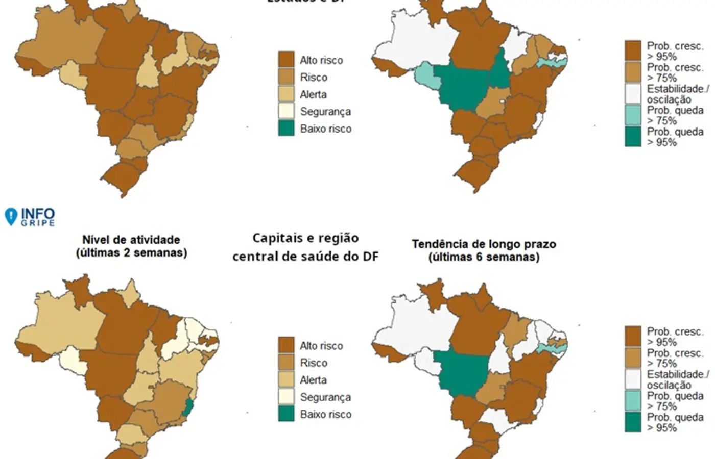  InfoGripe: VSR, influenza e rinovírus elevam casos de síndrome respiratória grave no país