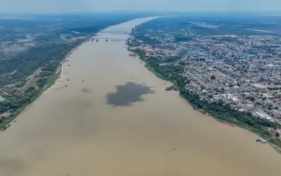 Baixo nível do Rio Madeira em Porto Velho (RO), em maio deste ano. Foto: Leandro Morais/Superintendência Municipal de Comunicação de Porto Velho
