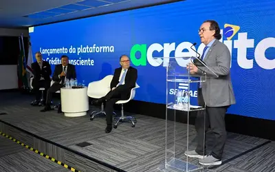 Presidente nacional do Sebrae, Décio Lima, durante lançamento da plataforma Crédito Consciente. Crédito: Fabricio Almeida