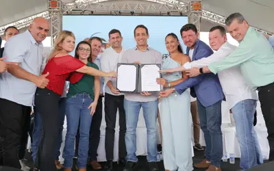 Assinada ordem de serviço para o início das obras da ponte sobre o Lago dos Tigres (Foto: Divulgação/Codevasf)