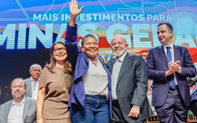Em cerimônia em BH com o presidente Lula, ministra Margareth Menezes destaca investimentos para a Cultura em Minas Gerais. Foto: Ricardo Stuckert/PR