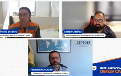 O encontro foi mediado pelo coordenador-geral de Articulação da Defesa Civil Nacional, Reinaldo Estelles. Imagem: MIDR/Reprodução